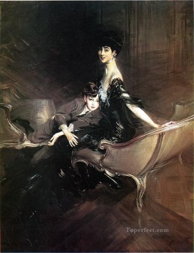 old Oil Painting - Consuelo Duchess of Marlborough with Her Son Ivor Spencer Churchill genre Giovanni Boldini